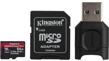  Зображення Карта пам`ятi MicroSDXC 64GB UHS-II/U3 Class 10 Kingston Canvas React Plus R285/W165MB/s + SD-адапте 